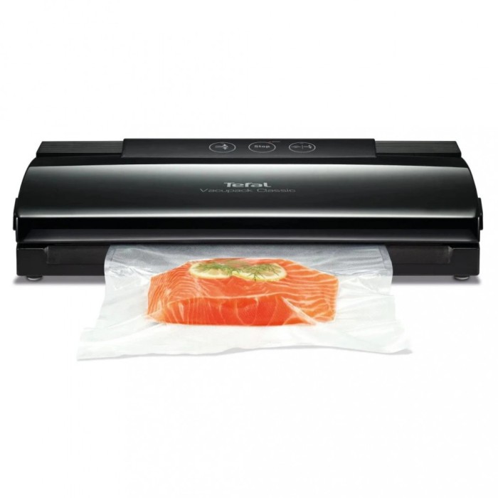 Aparat de vidat Tefal VacuPack Classic VT254070, max 31 cm, putere 110 W, sigilare si vidare automata, 2 programe, negru