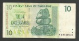 ZIMBABWE 10 DOLARI DOLLARS 2007 [14] P- 67 , VF+