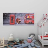 Set tablouri din p&acirc;nză, imprimeu Londra, multicolor, 150x60 cm
