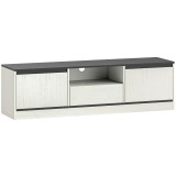 HOMCOM Comodă TV pentru televizoare p&acirc;nă la 152,4 cm cu 2 dulapuri, 1 poliță deschisă, 1 sertar, modernă, 140x35x40cm, negru și alb | Aosom Romania