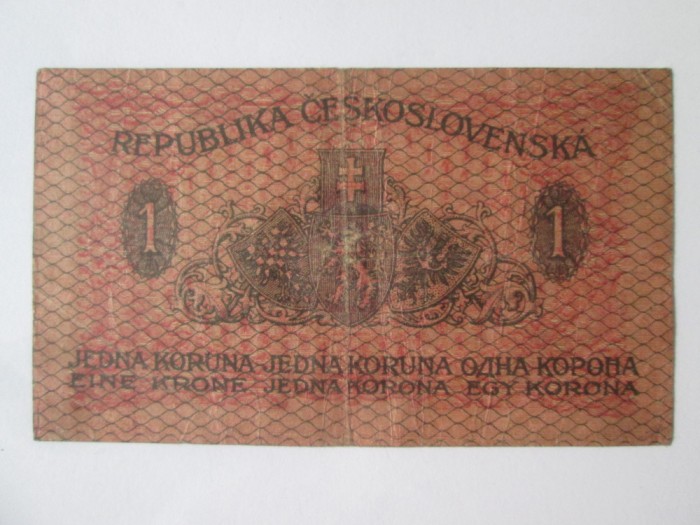 Rara! Cehoslovacia 1 Korunu/Koruna 1919