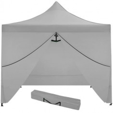 Cort Pavilion pliabil cu 4 pereti laterali de Gradina, PVC 420D, 3 x 3 m, Gri foto