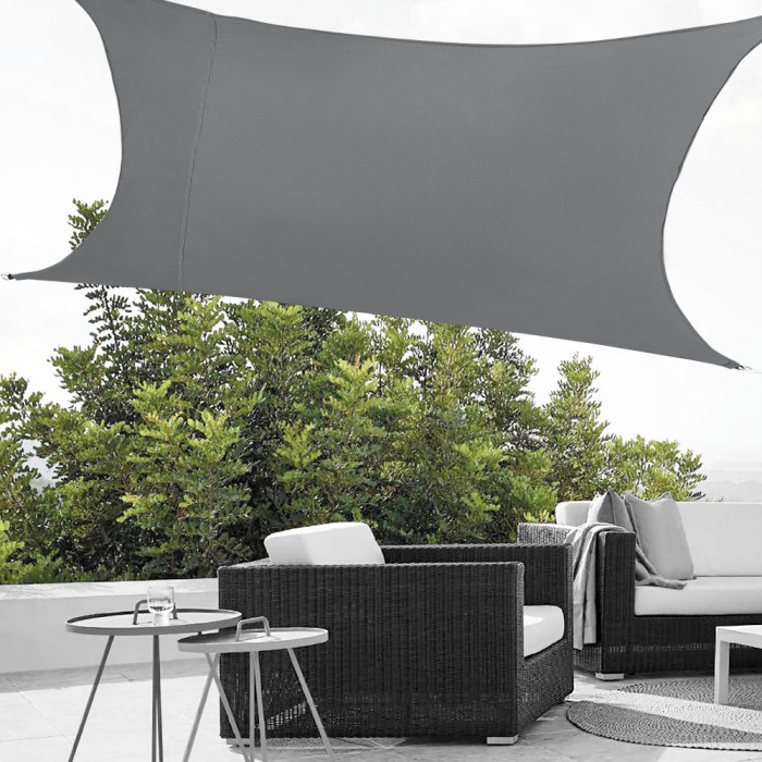 Copertina soare Sonnensegel 3 x 4 m gri inchis [en.casa] HausGarden Leisure