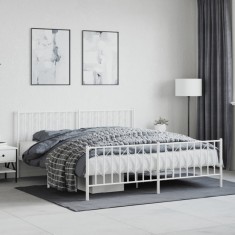 vidaXL Cadru pat metalic cu tăblie de cap/picioare&nbsp;, alb, 180x200 cm 374508