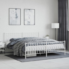 vidaXL Cadru pat metalic cu tăblie de cap/picioare , alb, 180x200 cm