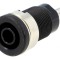 Conector banană 4mm soclu 32A 1kV negru nichelat pe panou