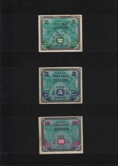 Set 2+5+10 franci 1944