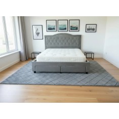 Pat 160x200 cm Terasino Gri cu 4 sertare Tapitat Catifea Somiera Inclusa (cod D3)