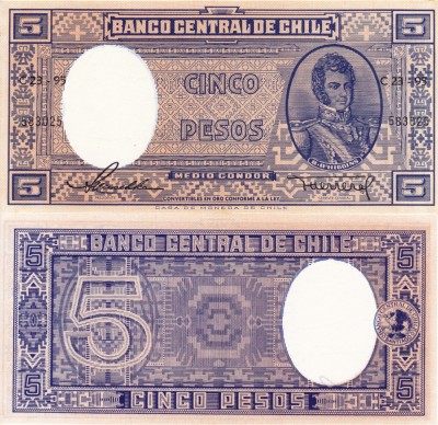 CHILE 5 pesos ND UNC!!! foto