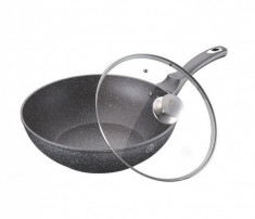 Tigaie wok cu capac, 32 cm, cu ivelis granit, Peterhof foto