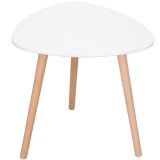 Masa de cafea, ovala, diametru 50 cm, inaltime 48 cm, Blat MDF, Picioare lemn, Alb Household NewTrend