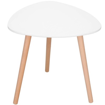 Masa de cafea, ovala, diametru 50 cm, inaltime 48 cm, Blat MDF, Picioare lemn, Alb Household NewTrend foto
