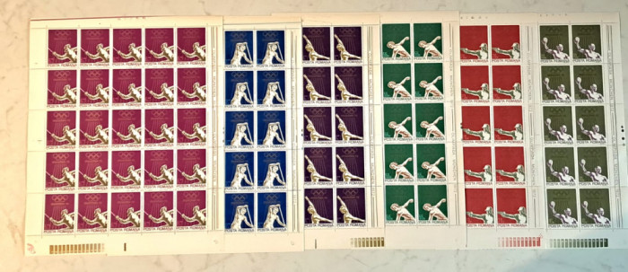TIMBRE ROM&Acirc;NIA LP797/1972 J.O. de Vară ,MUNCHEN -Set de 6 coli 25 timbre MNH