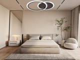 Lustra Led Cu Cercuri Neagra, Cu Telecomanda, 66W, Lumina Reglabila 3000&ndash;6500K