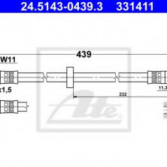 Conducta / cablu frana VW NEW BEETLE (9C1, 1C1) (1998 - 2010) ATE 24.5143-0439.3