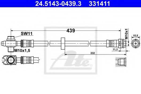 Conducta / cablu frana VW BORA (1J2) (1998 - 2005) ATE 24.5143-0439.3