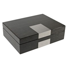 Cutie pentru ceasuri bijuterii si butoni lemn negru inchidere magnetica