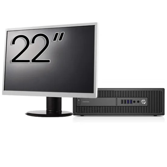 Pachet Second Hand Calculator HP ProDesk 600 G2 SFF, Intel Core i7-6700 3.40GHz, 8GB DDR4, 256GB SSD + Monitor 22 Inch