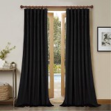 Draperie din catifea cu rejansa din bumbac tip fagure, Madison, 200x270 cm, densitate 700 g/ml, Negru, 1 buc