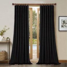 Draperie din catifea cu rejansa din bumbac tip fagure, Madison, 150x240 cm, densitate 700 g/ml, Negru, 1 buc