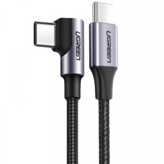 Cablu Date si Incarcare USB-C - USB-C UGREEN US255 Angled, 60W, 1m, Gri