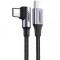 Cablu Date si Incarcare USB-C - USB-C UGREEN US255 Angled, 60W, 2m, Gri