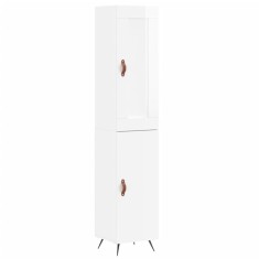 Dulap inalt, alb extralucios, 34,5x34x180 cm, lemn prelucrat