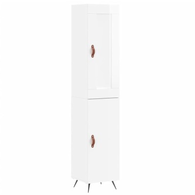 Dulap inalt, alb extralucios, 34,5x34x180 cm, lemn prelucrat foto