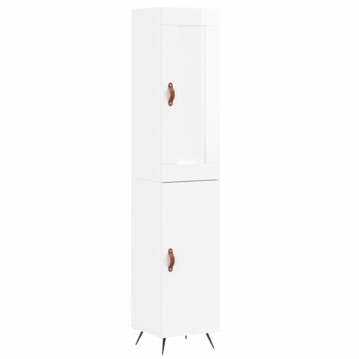 Dulap inalt, alb extralucios, 34,5x34x180 cm, lemn prelucrat