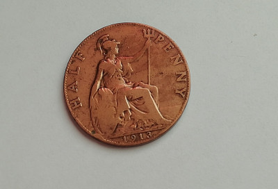C50 - Moneda foarte veche - Anglia - Half penny - 1913 foto