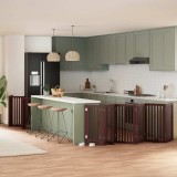 vidaXL Poartă c&acirc;ini pliabilă cu ușă 15 panouri maro 750 cm, lemn plop 3155664