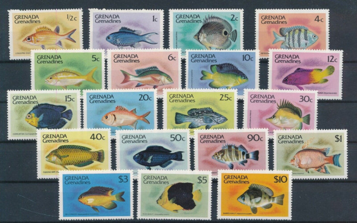 258-GRENADA GRENADINES 1980-PESTI-Serie completa de 19 timbre MNH