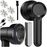 Aparat electric pentru curatat scame, 3 viteze, 4 capete, 11000 rpm, USB-C, 1200 mAh, negru
