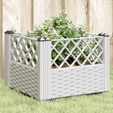 VidaXL Jardinieră de grădină cu țăruși, alb, 43,5x43,5x43,5 cm, PP