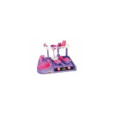 Bucatarie din plastic pentru copii, cu accesorii de bucatarie, roz-mov, Leantoys