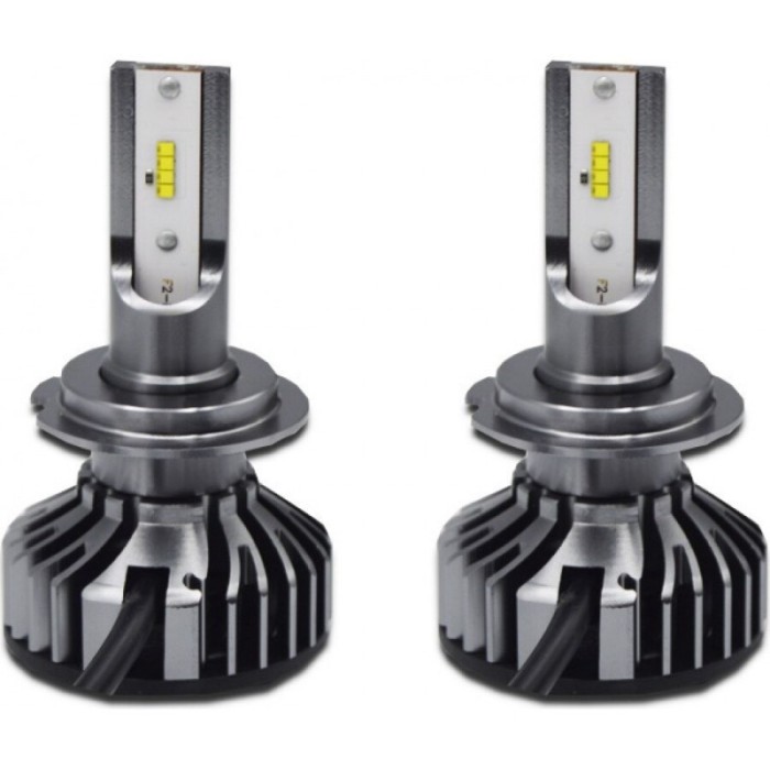 Set 2 LED-uri Auto Techstar&reg; P8, H7, 40w, 4000 Lumeni, 6500K, AUTO, 12-24 Volti, ZES, Canbus, Miez Cupru, Radiator Aluminiu