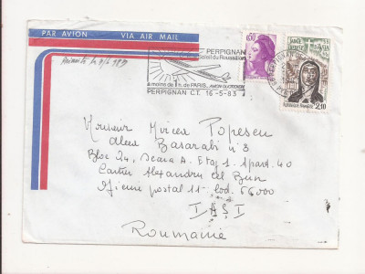 FD4 - Plic Circulat international Franta - Romania (Iasi ) , 1983 foto