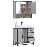 vidaXL Set mobilier de baie, 2 piese, gri sonoma, lemn prelucrat