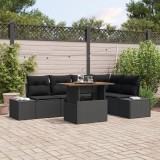 Gossi set de sofa de gradina cu 6 piese si perne ratan polimer negru
