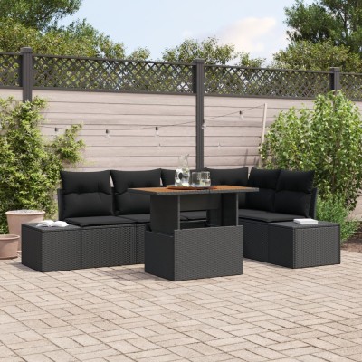 Gossi set de sofa de gradina cu 6 piese si perne ratan polimer negru foto