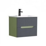 Leziter Trent Dulap Baie Baza cu Chiuveta Ceramica 60cm Verde Fistic Gri Antracit 2 Sertare Soft-close
