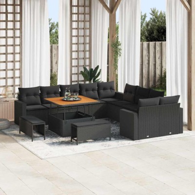 vidaXL Set de canapele pentru grădină 13 pcs Negru 100 x 100 x 71 cm 3363614 foto