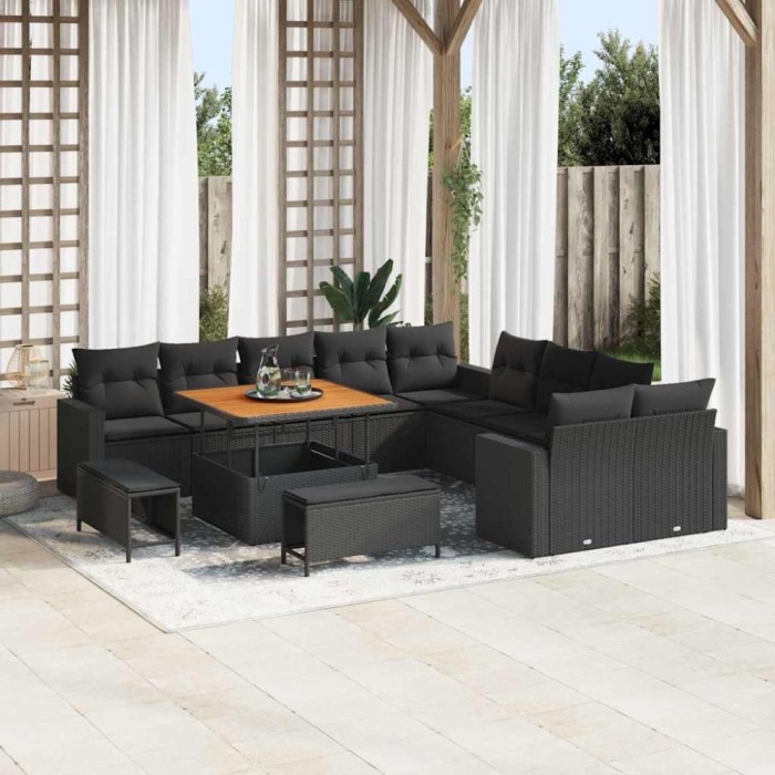 vidaXL Set de canapele pentru grădină 13 pcs Negru 100 x 100 x 71 cm 3363614