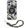 Husa iPhone 16 originala Guess IML Palm Trees Triangle with Pearl Strap MagSafe, negru, GUHMP16SHPCTPLSK