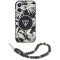 Husa iPhone 16 originala Guess IML Palm Trees Triangle with Pearl Strap MagSafe, negru, GUHMP16SHPCTPLSK