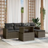 Gossi set mobilier gradina cu perne, 6 piese, gri, poliratan