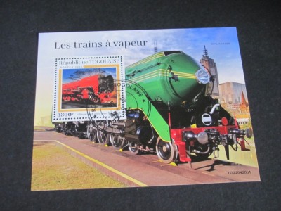 Togo 2022 Timbre Poștale &amp;ndash; &amp;bdquo;Les trains &amp;agrave; vapeur&amp;rdquo;, Locomotivă cu Abur Clasa A4 , colecție tematică feroviară foto