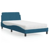 VidaXL Pat cu saltea, Dover, albastru, 100x200 cm, catifea 3208355