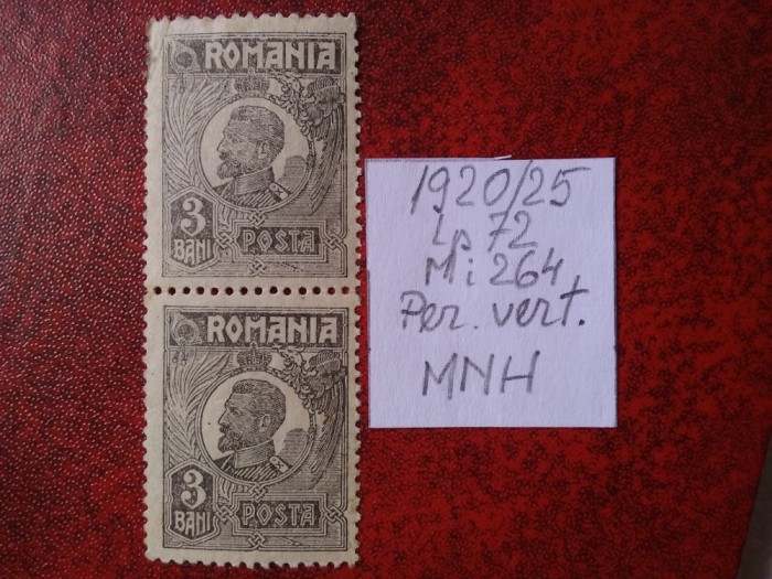 1920- Romania- Ferd. b. mic Mi264-per.vert.-MNH