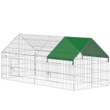 PawHut Cușcă pentru Iepuri și Găini de Exterior și Interior cu Protecție Solară și Grilaj Metalic, pentru Animale Mici, Rațe, Găini, 180x75x75 cm, Ver